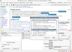 A window of a referrer is open on a wikipedia article using citation templates with embedded COinS tags