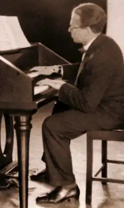 Zuckmeyer at his Harpsichord at progressive boarding school Schule am Meer on Juist Island